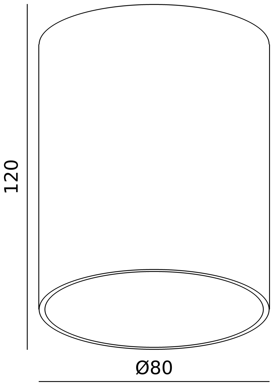 Maßzeichnung Clickfit Cylinder Medium Aufbaugehäuse: Ø80 × 120 mm