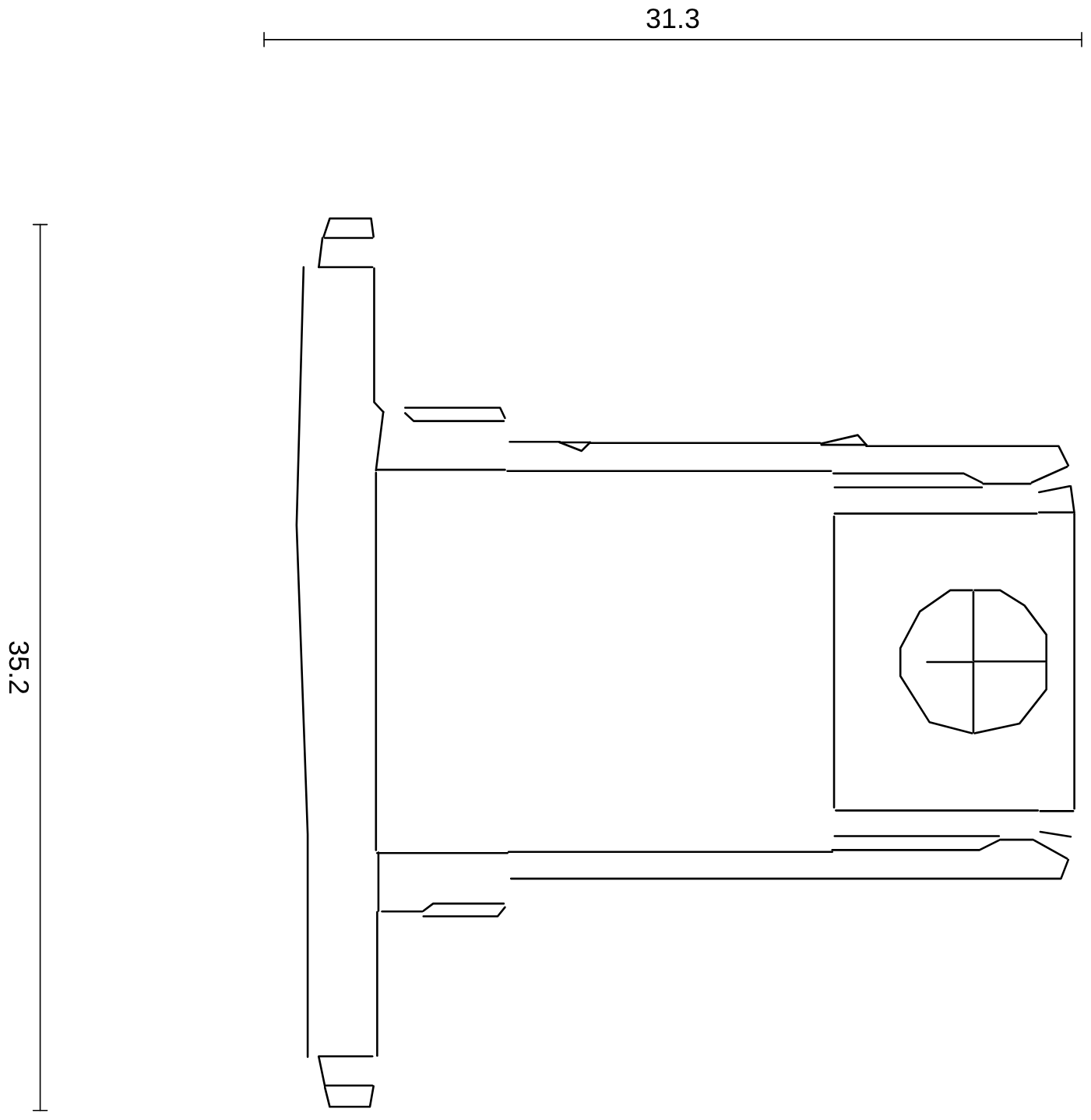 Maßzeichnung A-Track 3-Phasen-Endkappe