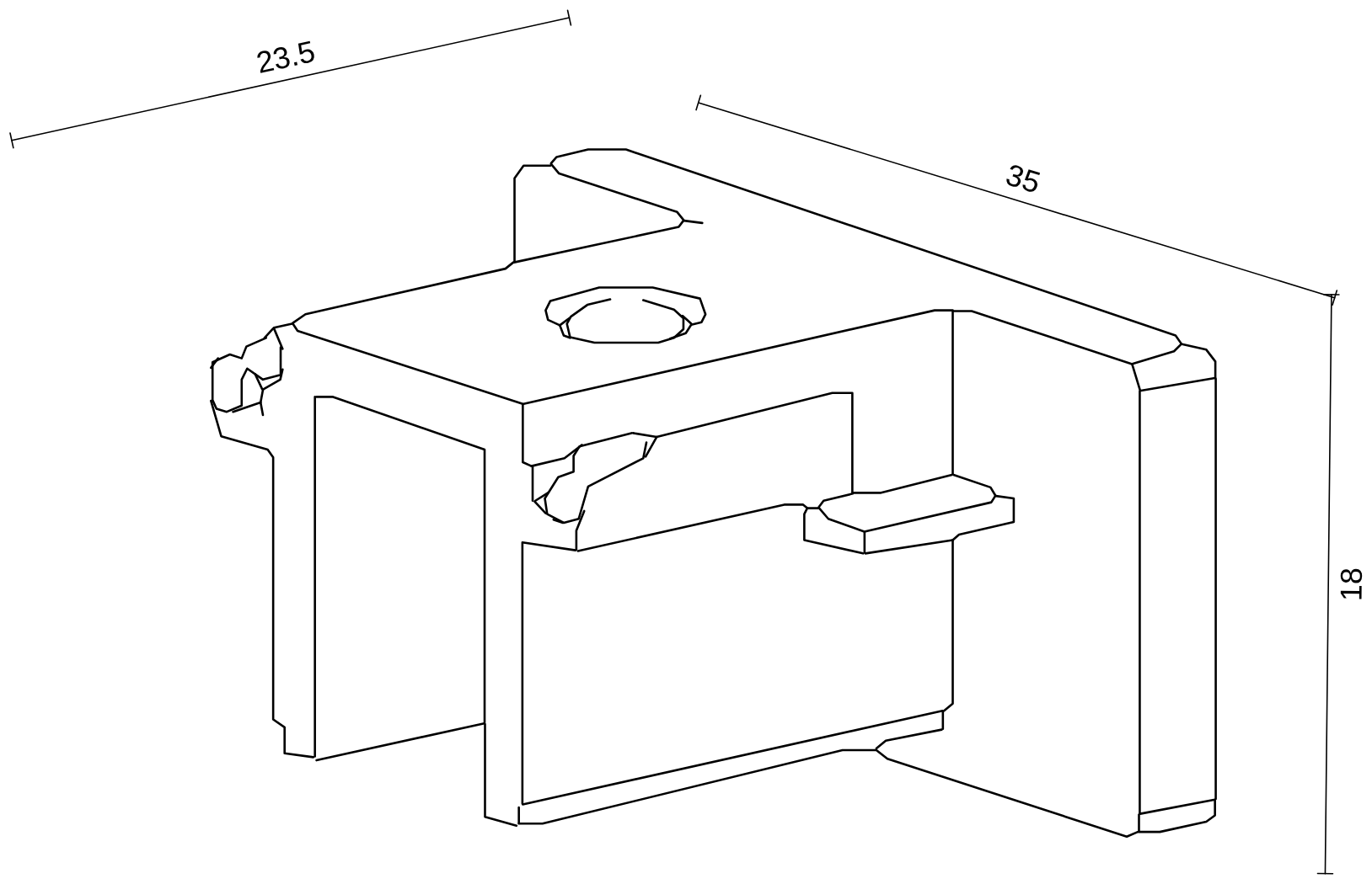 Plan coté A-Track Embout 1 phase