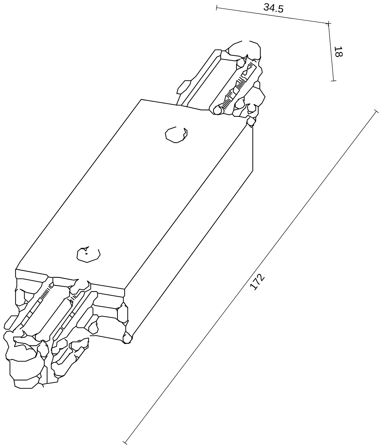 Maßzeichnung A-Track 1-Phasen-Mitteneinspeisung